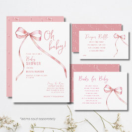 Invitación Oh Baby Pink Bow Chica Baby Shower