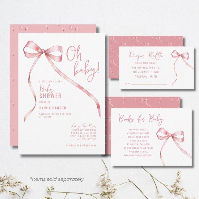 Invitación Oh Baby Pink Bow Chica Baby Shower (Subido por el creador)