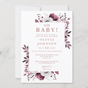 Invitación Oh Baby Pink Country Floral Todo En Uno Baby Showe