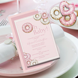 Invitación Oh Baby Pink Donuts Watercolor Baby Shower