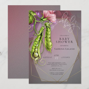 Invitación Oh Baby Pink - Dulces Guisantes en una Vaina Baby