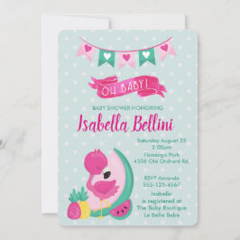 Invitación Oh baby Pink Flamingo Baby Shower