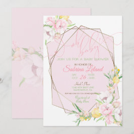 Invitación Oh Baby Pink Floral Baby Shower Crystal Frame