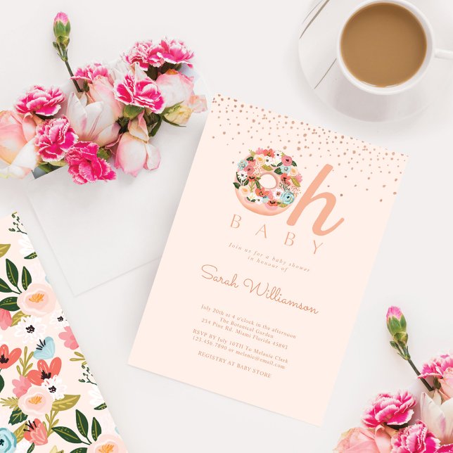 Invitación Oh Baby Pink Floral Botanut Baby Shower (Subido por el creador)