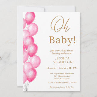 Invitación Oh baby! Pink Gold girl baby shower
