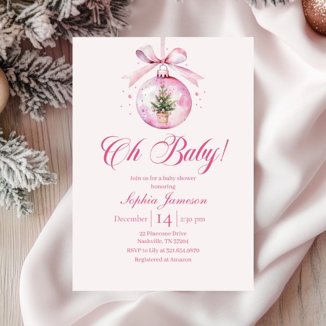 Invitación Oh Baby Pink Holiday Baby Shower (Subido por el creador)