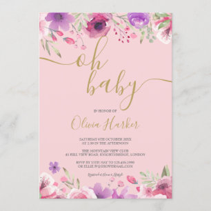 Invitación Oh Baby Pink Meadow Flores Baby Shower / Sprinkle