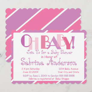 Invitación Oh Baby Pink Moderno Whimsical Baby Shower