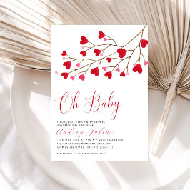 Invitación Oh Baby Pink Red Hearts Valentines Baby Shower