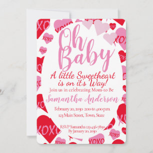 Invitación Oh Baby Pink Red Hoyers Baby Shower White