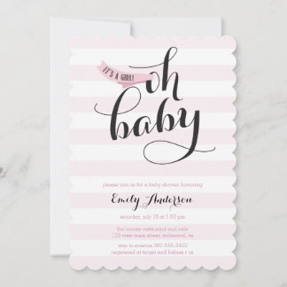 Invitación Oh Baby Pink Stripes Baby Shower Invitar