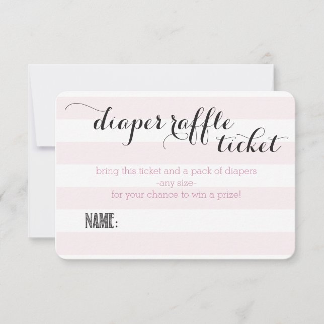 Invitación Oh Baby Pink Stripes Ducha Diaper Ticket (Anverso)