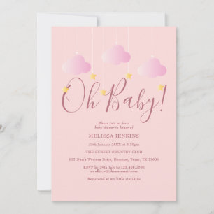 Invitación Oh Baby Pink Twinkle Twinkle Baby Shower Sprinkle