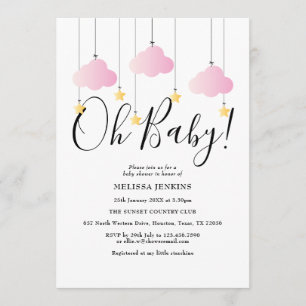 Invitación Oh Baby Pink Twinkle Twinkle Baby Shower Sprinkle
