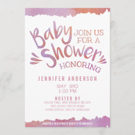 Invitación Oh Baby Pink Watercolor Baby Shower
