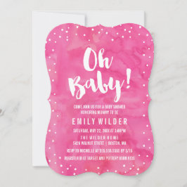 Invitación Oh Baby Pink Watercolor Baby Shower