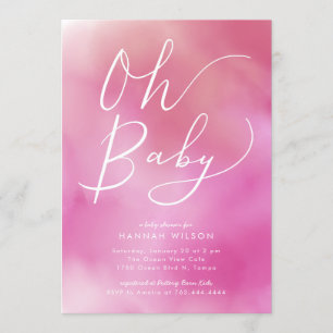 Invitación Oh Baby Pink Watercolor Ombre
