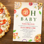 Invitación Oh Baby Pizza   Pacificadores Baby Shower<br><div class="desc">Pizza & Pacificadores fiesta de pizza con ducha de bebé con el Ilustracion de una pizza de pepperoni incorporada en el diseño "oh bebé" con pizza,  tomate,  albahaca,  cebolla y ilustraciones de pacificador por todas partes.</div>