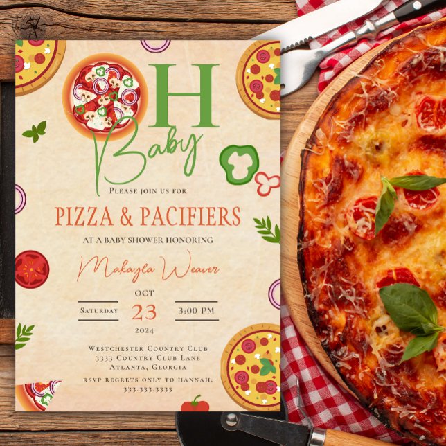 Invitación Oh Baby Pizza Pacificadores lindo Baby Shower (Subido por el creador)