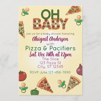 Invitación Oh Baby, Pizza & Pacifiers Baby Shower