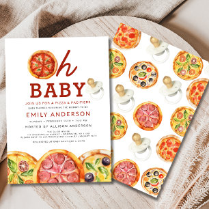 Invitación Oh Baby Pizza y Pacificadores Baby Shower