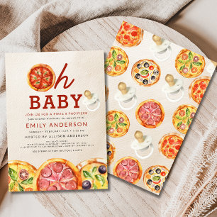 Invitación Oh Baby Pizza y Pacificadores Baby Shower