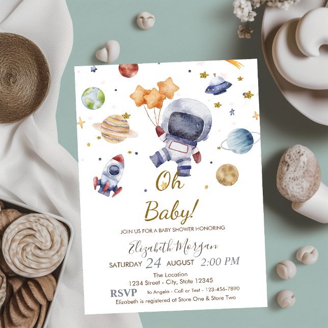 Invitación Oh Baby Planet Astronauta Baby Shower (Subido por el creador)