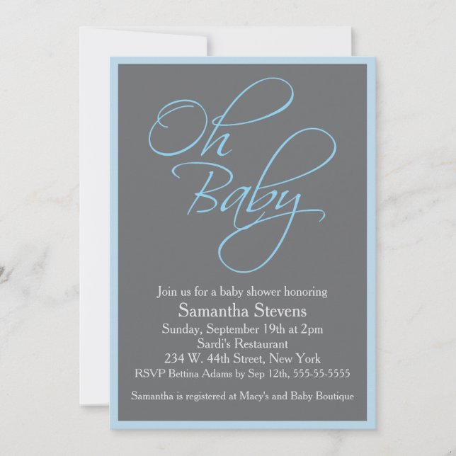 Invitación Oh Baby Posh Baby Shower para Boy (Anverso)