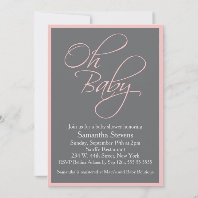 Invitación Oh Baby Posh Baby Shower para Chica (Anverso)