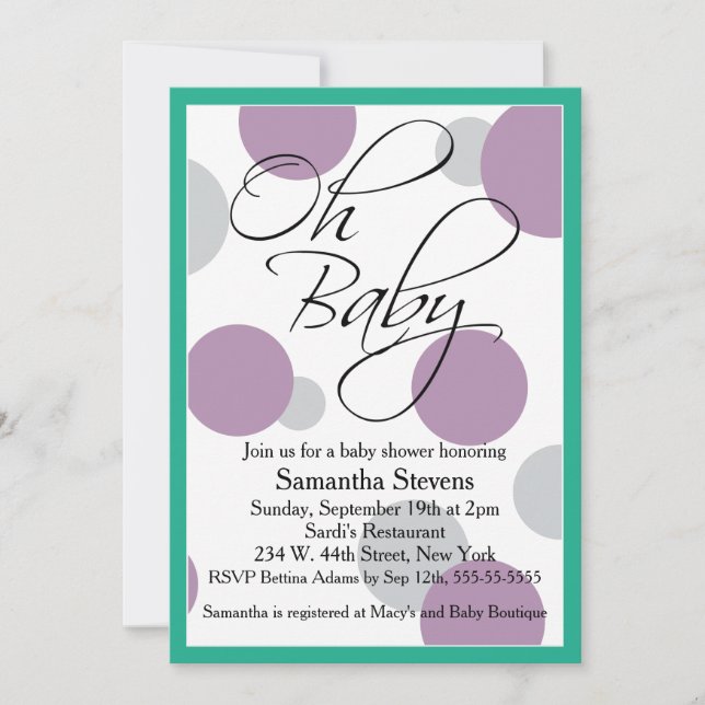 Invitación Oh Baby Posh Gender Neutral Baby Shower (Anverso)