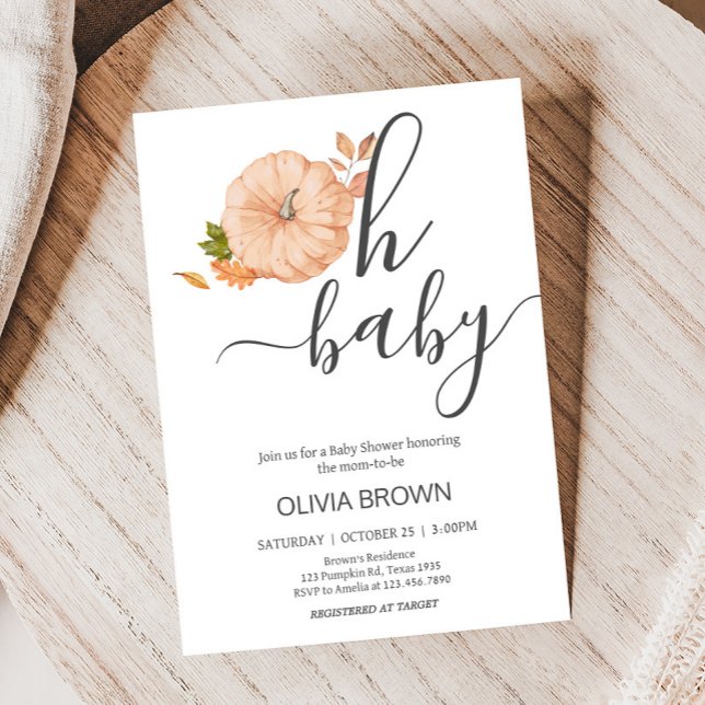 Invitación Oh Baby Pumpkin Fall Baby Shower (Oh Baby Pumpkin Fall Autumn Baby Shower Invitation)