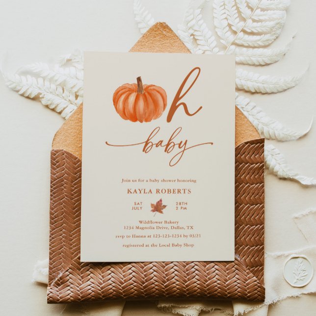 Invitación Oh Baby Pumpkin Modern Fall Baby Shower (Subido por el creador)
