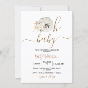 Invitación Oh Baby Pumpkin Rustic Floral Baby Shower