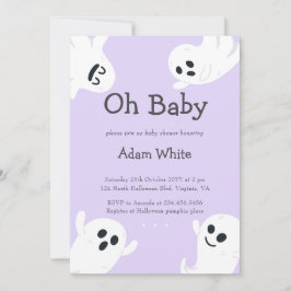 Invitación Oh Baby Purple Spooky Ghost Halloween Baby Shower