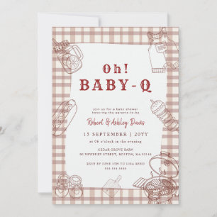 Invitación Oh Baby Q Cuadros a Cuadros BBQ Baby Shower
