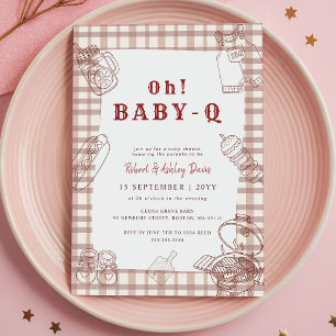 Invitación Oh Baby Q Cuadros a Cuadros BBQ Baby Shower