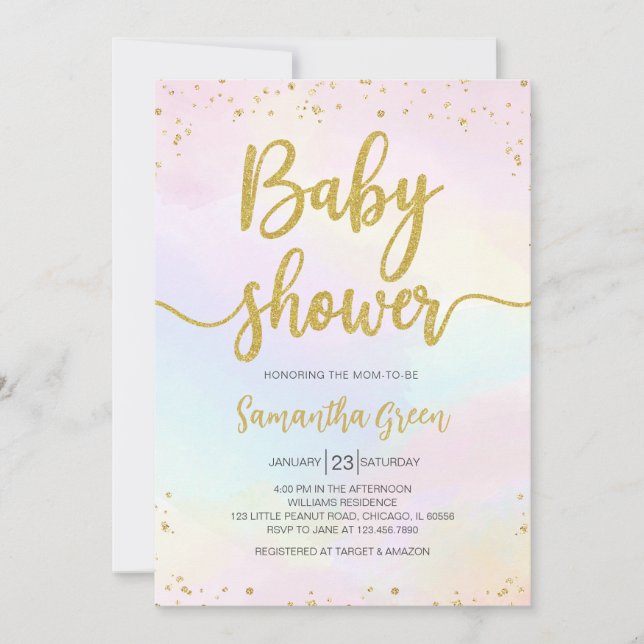 Invitación Oh Baby Rainbow Baby Shower (Anverso)