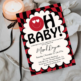 Invitación Oh Baby! Retro Groovy Happy Face Baby Shower 