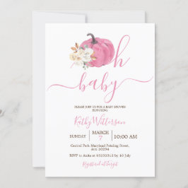 Invitación Oh Baby Rubor Pink Pumpkin Floral Baby Shower