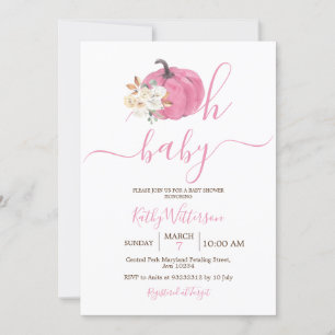 Invitación Oh Baby Rubor Pink Pumpkin Floral Baby Shower