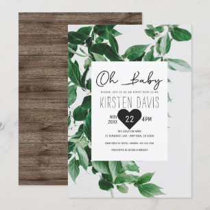 Invitación Oh Baby Rustic Country Greenery Baby Shower