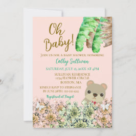 Invitación Oh Baby Rustic Greenery Teddy Bear Baby Shower