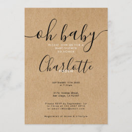Invitación Oh Baby Rustic Kraft Baby Shower / Sprinkle
