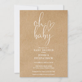 Invitación Oh Baby Rústico Kraft Baby Shower Neutral