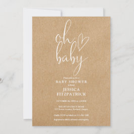 Invitación Oh Baby Rústico Kraft Boho Todo En Uno Baby Shower