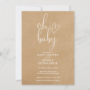 Invitación Oh Baby Rústico Kraft Boho Todo En Uno Baby Shower
