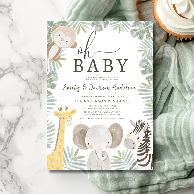 Invitación Oh Baby Safari Animal Boy's Couples Baby Shower (Subido por el creador)