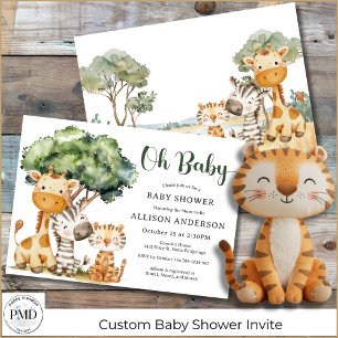 Invitación Oh Baby Safari Animal Fiesta de Bebé sin Distinció
