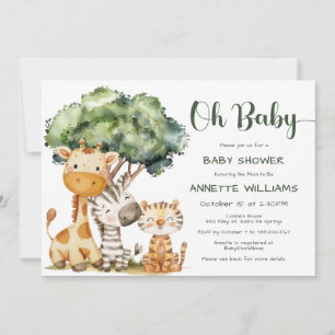 Invitación Oh Baby Safari Animal Todo en Uno Fiesta de Bebé