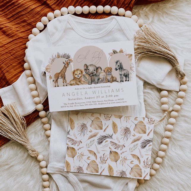 Invitación Oh Baby Safari Animals Boho Baby Shower (Subido por el creador)